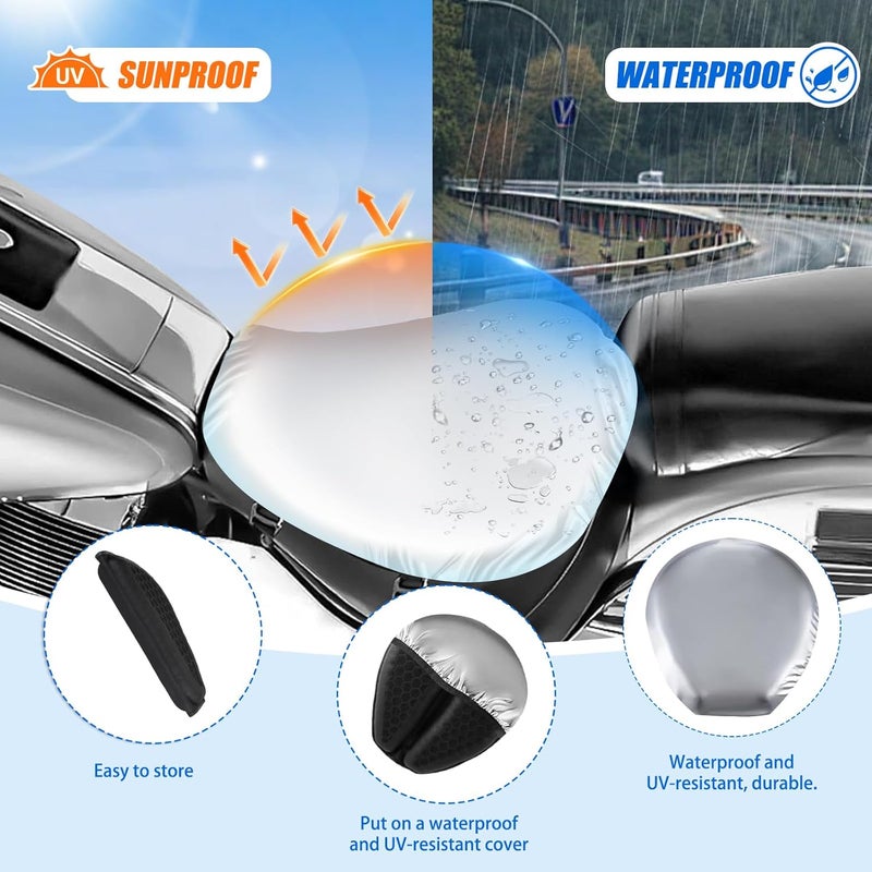 PACEWALKER Foldable Motorcycle Gel Seat Cushion with Detachable Sunshade Cover, 3D Dome-Shaped Shock Absorption Seat Pad for Long Rides, Breathable & Anti-Slip Design - Image 2